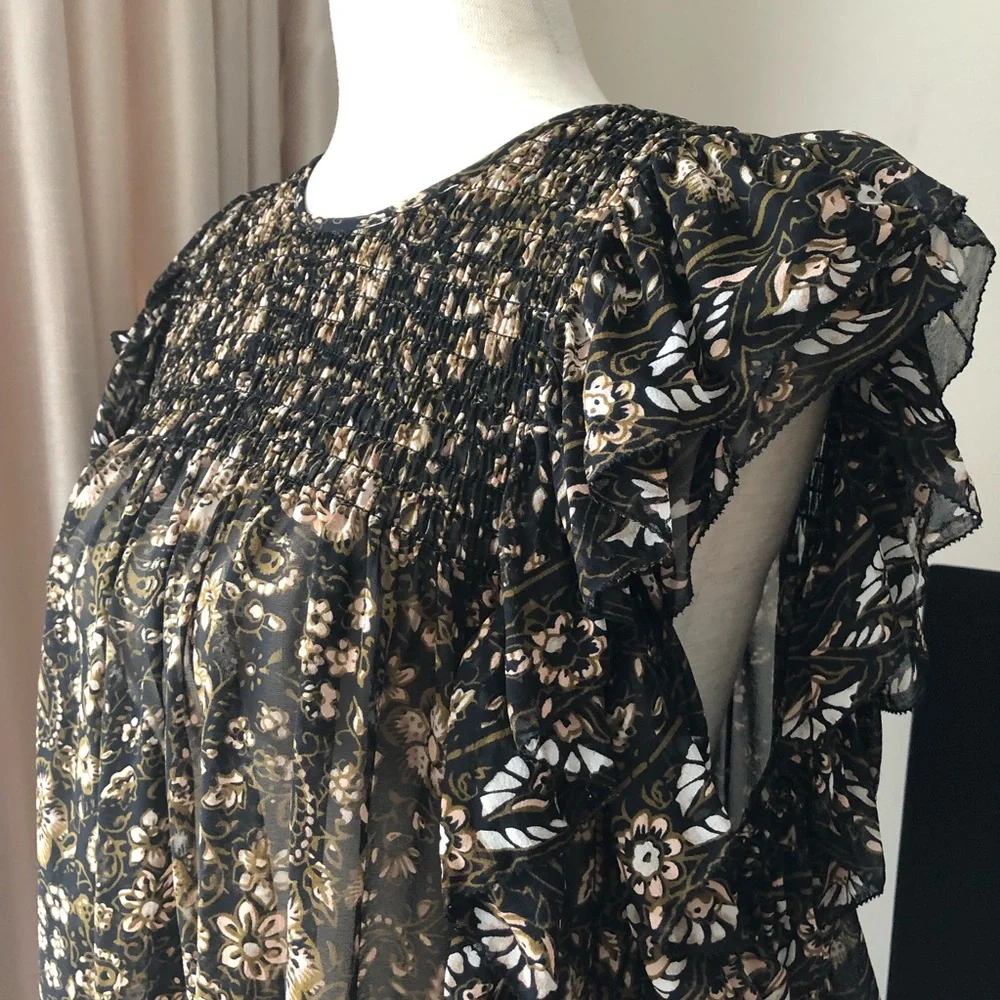 Ulla Johnson Black and Gold Floral Blouse - Picture 13 of 13